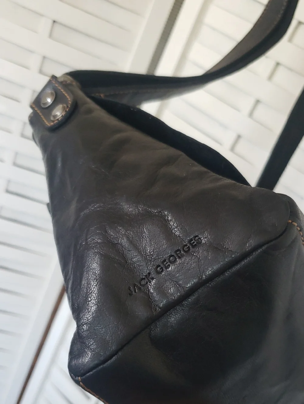 Jack George Black Leather Crossbody/Shoulder Bag
